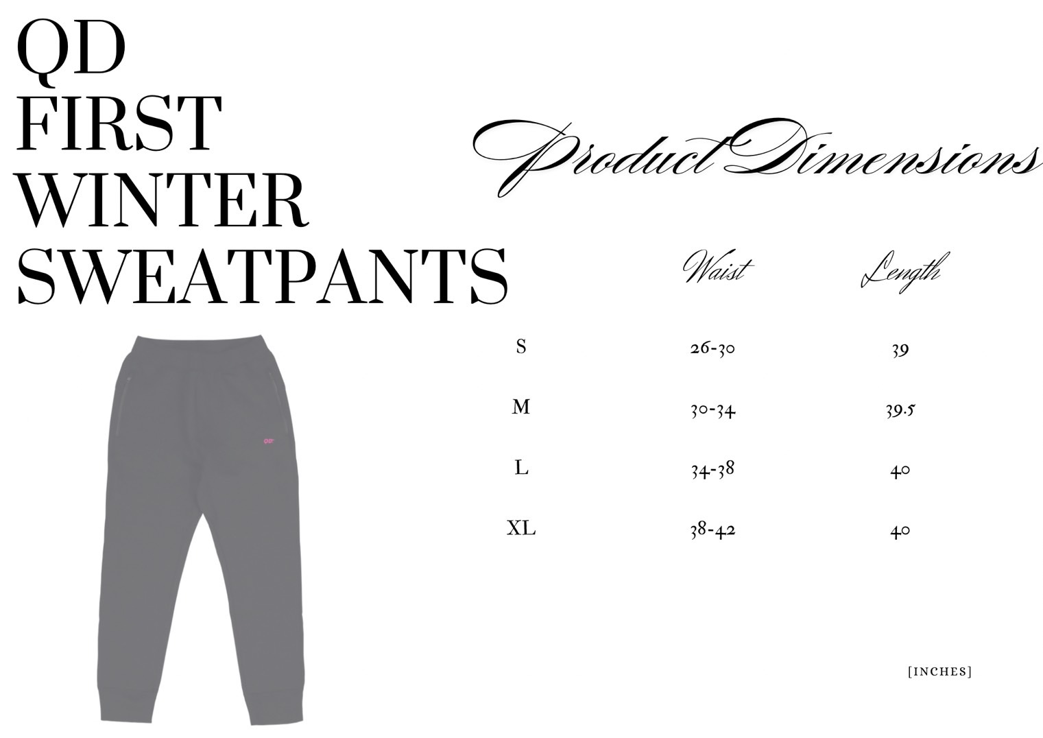 QD first winter sweater pants size chart